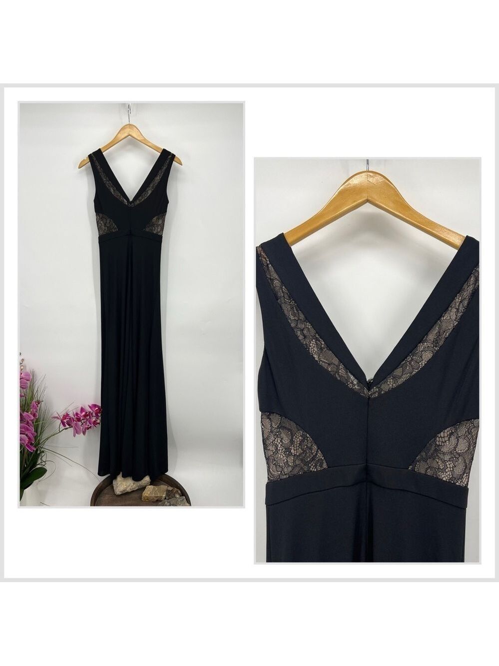 BCBGMaxAzria Black and Tan Dress V Neck Sleeveless